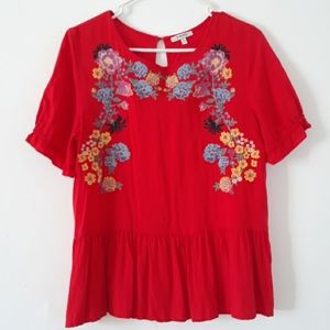 Jodifl from Olive Ave Red embroidered  Blouse